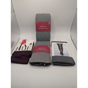 Hue Merona Attention Tights Women ML 3 Multi Opaque Herringbone Control Top Lot